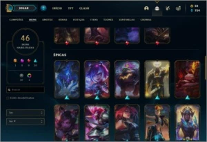 Conta platina 4 BARATA com 46 skins e 63 champs - League of Legends LOL