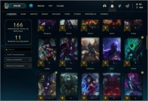 Conta platina 4 BARATA com 46 skins e 63 champs - League of Legends LOL