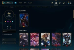 Conta platina 4 BARATA com 46 skins e 63 champs - League of Legends LOL