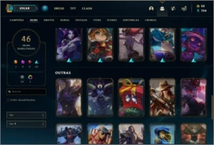 Conta platina 4 BARATA com 46 skins e 63 champs - League of Legends LOL