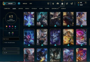 Ferro 2 com 80 champs e 63 Skins + 1 Prestigio da Katarina - League of Legends LOL
