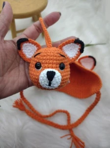 Toucas Em Croche Para Bebês Com Chaveiro - Raposa - Artesanato e Personalizados