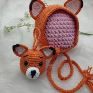 Toucas Em Croche Para Bebês Com Chaveiro - Raposa - Artesanato e Personalizados