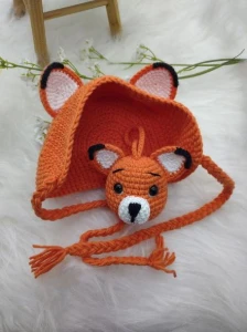 Toucas Em Croche Para Bebês Com Chaveiro - Raposa - Artesanato e Personalizados