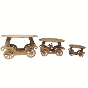 Kit base para bolo MDF cru – 3 Bandejas carruagem p/...