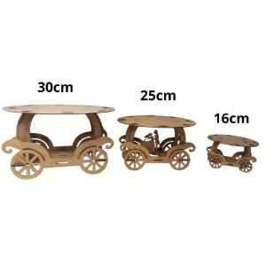 Kit base para bolo MDF cru – 3 Bandejas carruagem p/... - Artesanato e Personalizados