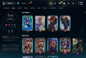 Unranked com TODOS os champs e 516 Skins + 6500 RP - League of Legends LOL