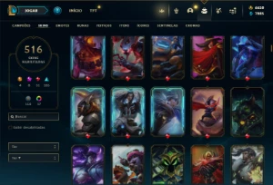 Unranked com TODOS os champs e 516 Skins + 6500 RP - League of Legends LOL