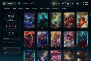 Unranked com TODOS os champs e 516 Skins + 6500 RP - League of Legends LOL