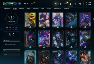 Unranked com TODOS os champs e 516 Skins + 6500 RP - League of Legends LOL