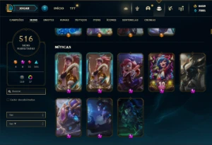 Unranked com TODOS os champs e 516 Skins + 6500 RP - League of Legends LOL