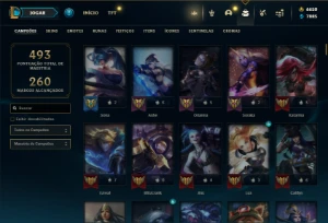 Unranked com TODOS os champs e 516 Skins + 6500 RP - League of Legends LOL