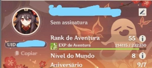 Conta Genshin com Hutao/Báculo de Homa + outros T5 - Genshin Impact