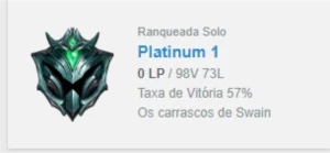 Conta League of Legends Platina 2 LOL