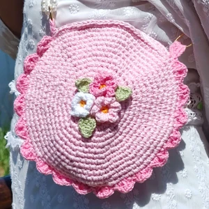 Kit Amora rosa com bolsa e presilhas