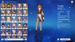 Conta de Genshin Impact 11 personagens 5* 7 armas 5*