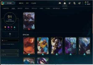 Conta League of Legends Ouro II, 55 campeões, Skins caras LOL