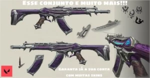 Conta Valorant com mais de 1300 reais em skins.