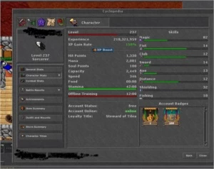 MS Level 237 ML 82 na barra - KALIBRA com 3 runas - Tibia