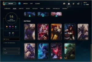 Conta unranked ( ex platina ) com 16 skins e 38 champs - League of Legends LOL