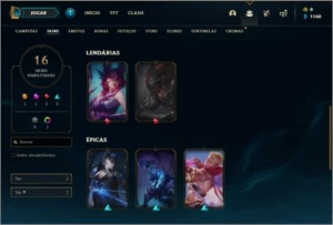 Conta unranked ( ex platina ) com 16 skins e 38 champs - League of Legends LOL