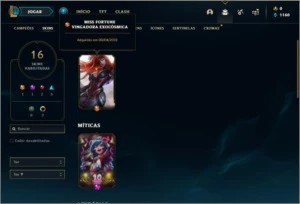 Conta unranked ( ex platina ) com 16 skins e 38 champs - League of Legends LOL