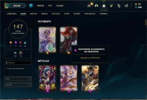 Conta prata 4 com 150 Champs e 147 Skins  ( MAIN SUPORTE ) - League of Legends LOL