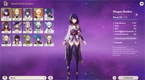 RAIDEN SHOGUN + LANÇA CELESTIAL + JEAN + PITY 50+ - Genshin Impact