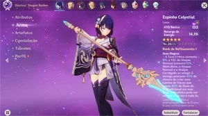 RAIDEN SHOGUN + LANÇA CELESTIAL + JEAN + PITY 50+ - Genshin Impact