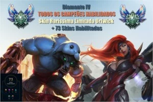 Conta Única Diamante IV Com Todos Campeões + 73 Skins - League of Legends LOL