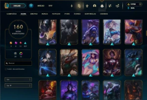 Bronze 4 com 150 Champs e 160 Skins + 1700 RP - League of Legends LOL