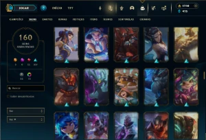 Bronze 4 com 150 Champs e 160 Skins + 1700 RP - League of Legends LOL