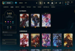 Bronze 4 com 150 Champs e 160 Skins + 1700 RP - League of Legends LOL