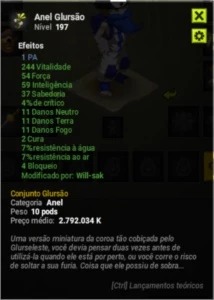 Anel Glursão Exo AP - Spiritiah - Dofus