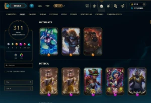 Unranked com TODOS os Champs e 311 Skins ( ADC / MID / JG ) - League of Legends LOL