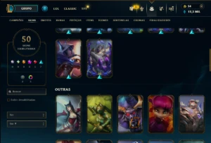 Ouro 4 com 55 Champs e 50 Skins ( ADC / SUP ) - League of Legends LOL