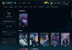 Ouro 4 com 55 Champs e 50 Skins ( ADC / SUP ) - League of Legends LOL