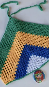 Bandana Brasil de crochê - Artesanato e Personalizados