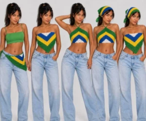Bandana Brasil de crochê - Artesanato e Personalizados
