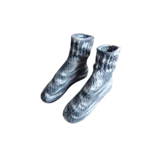 Pantufa de Lã Adulto Cinza Mescla 36 - Artesanato e Personalizados
