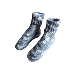 Pantufa de Lã Adulto Cinza Mescla 36 - Artesanato e Personalizados