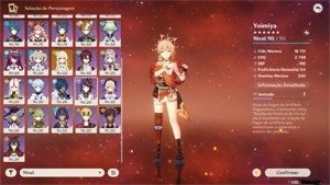 Conta Ar 55 Yelan+Aqua Simulacra, Yoimiya+Amos, Ayato, Ayaka - Genshin Impact