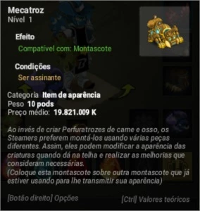 Montascote de aparencia Mecatroz - Dofus