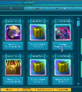 Replacement item 3 + Gankoomon Evolution Set Box no DRO - Digimon Masters Online DMO