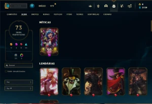 Ouro 4 com 125 Champs e 73 Skins + 5 Vitoriosas - League of Legends LOL