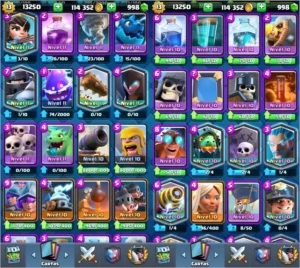 Conta Clash Royale - NVL13 - 100kGold - 1k Gemas