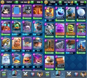 Conta Clash Royale - NVL13 - 100kGold - 1k Gemas