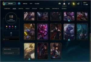 Conta ouro 3 com 18 skins e 57 champs - League of Legends LOL