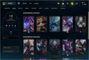 Conta ouro 3 com 18 skins e 57 champs - League of Legends LOL