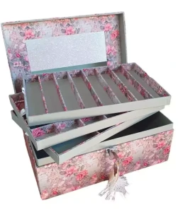 Caixa Grande Floral com 5 Andares para Joias e Bijuterias - Artesanato e Personalizados